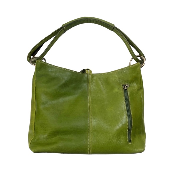 Green Leather Italian Shoulder Bag Purse - Picture 2 of 9
